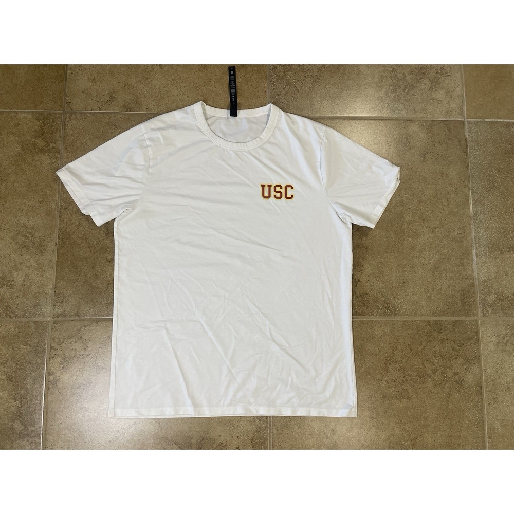 Lululemon Men's Size M USC Trojans Graphic T-Shirt Pima Cotton Blend White